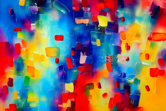 Hand-drawn abstract oil painting art background. Colorful texture fragment of artwork canvas. Spots of brushstrokes of paint and modern contemporary art, full hd background design - Powered by Adobe