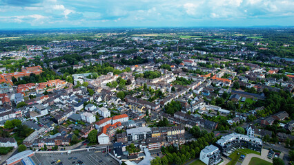 Aerial view of the old town of the city Viersen in Germany on a spring day around noon