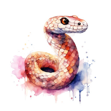 New year 2025, a symbol, a beautiful snake. winter holidays. watercolor illustration. artificial intelligence generator, AI, neural network image. background for the design.