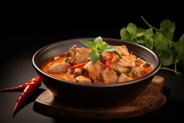 Fototapeta premium Thai food, panang curry in bowl with pork.