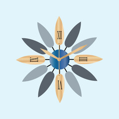 Obraz premium Realistic modern clock cartoon flat icon, Retro and collection for vector illustration. 