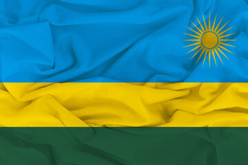 Flag of Rwanda, Rwanda Flag, National symbol of Rwanda country. Fabric and texture flag of Rwanda.