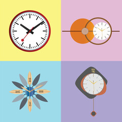 Realistic modern clock cartoon flat icon, Retro and collection for vector illustration.
