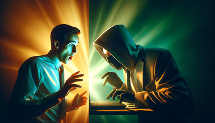 Computer hacking by a hacker, ideal image for an article or blog on computer security and data theft - obrazy, fototapety, plakaty
