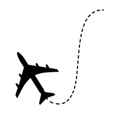Airplane Line Path Icon On Transparent Background, PNG - obrazy, fototapety, plakaty