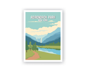 Adirondack Park, New York Illustration Art. Travel Poster Wall Art. Minimalist Vector art