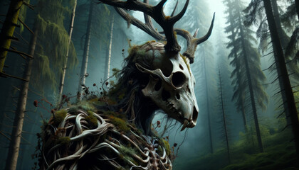 Leshen leszy forest demonic spirit from slavic polish folklore - obrazy, fototapety, plakaty