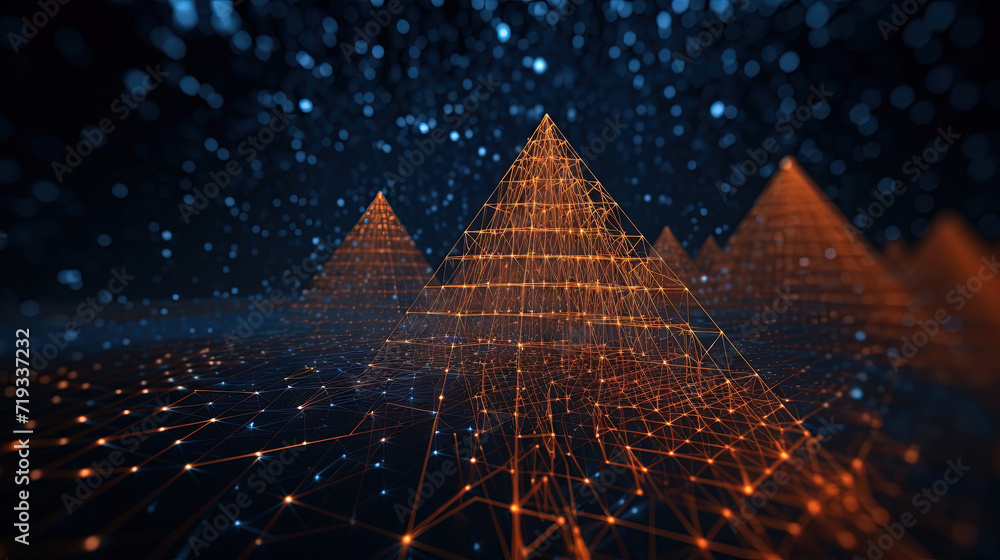 Poster Abstract background with structure of neon triangles and technology style.