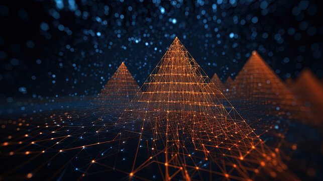 Abstract background with structure of neon triangles and technology style.
