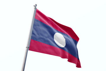 Laos flag waving isolated on white background