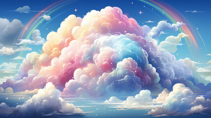 Colored rainbow made in watercolor on a white paper background. - obrazy, fototapety, plakaty