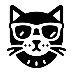 minimal a cat wearing sunglass vector icon, clipart, silhouette, black color