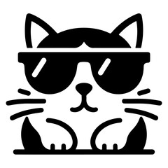 minimal a cat wearing sunglass vector icon, clipart, silhouette, black color
