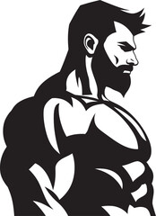 Illustrated Impact Dynamic Bodybuilder ShowcaseShadowed Stance Inked Muscle Illustration