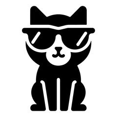 minimal a cat wearing sunglass vector icon, clipart, silhouette, black color