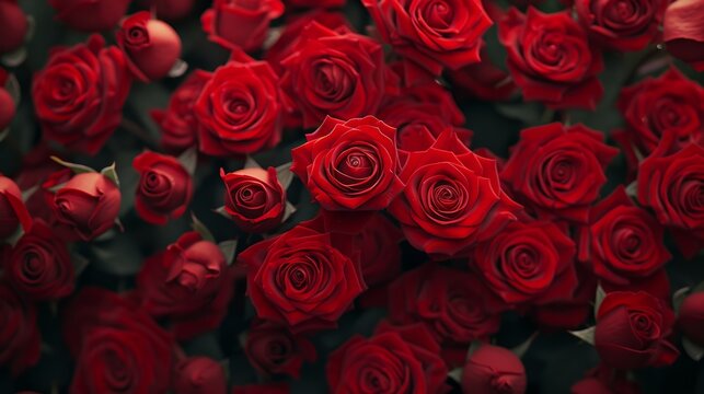 3D render valentine bunch of red roses