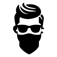 minimal Bandit head stylish boy vector icon, clipart, silhouette, black color
