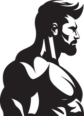 Chiseled Charisma Black Vector ArtVectorized Vitality Bodybuilding in Black