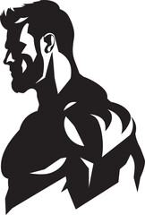 Muscle Noir Ebony Bodybuilder IllustrationDynamic Shadows Inked Vector Muscles