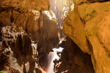 St. Beatus Caves with stalactites and stalagmites below Beatenberg near Interlaken in Bern canton in Switzerland