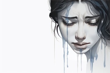 Illustration of a sad person crying	
