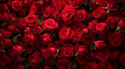 3D render valentine days. red roses background - obrazy, fototapety, plakaty