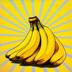 comic book style bananas isolated on yellow background