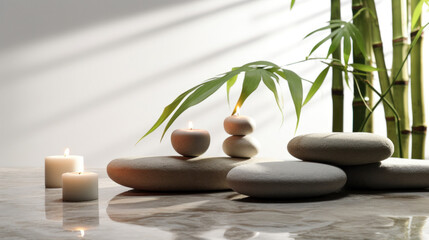 Obraz na płótnie Canvas Concept of spa, Bamboo and stones in a wellness spa.