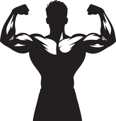 silhouette of a body builder man vector illustration  - obrazy, fototapety, plakaty