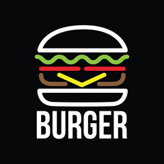 Simple Burger Logo Vector Design City Town Restaurant