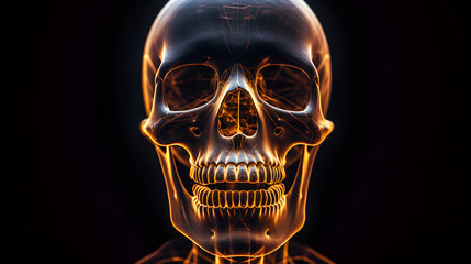 Human skull on a dark background isolated.
Digital holographic scanning of human anatomy