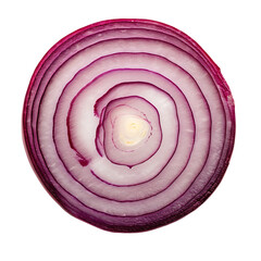 red onion slice isolated on a transparent or white background, png	