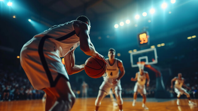 Basketball on the court. 