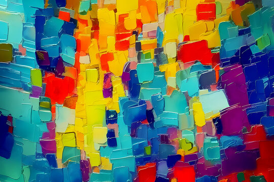 Hand-drawn abstract oil painting art background. Colorful texture fragment of artwork canvas. Spots of brushstrokes of paint and modern contemporary art, full hd background design