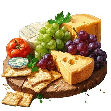 Flavors United Explore Culinary Bliss with Grapes and Crackers on a Beautiful Cheeseboard