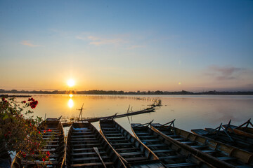 sunrise twilight at Kwan Payao, Payao Province in Thailand