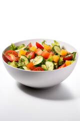 Vegetable salad in a bowl isolated on white background.