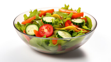 Vegetable salad in a bowl isolated on white background.