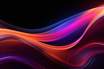 Abstract neon waves in a dark background