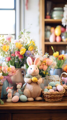 Obraz na płótnie Canvas Charming Easter Celebration in Rustic Kitchen