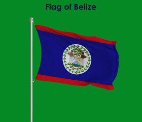 Flag Of Belize, Belize flag, National flag of Belize. Pole flag of Belize.