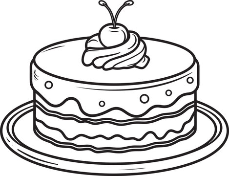 Vectorized Black Cake Image Stylish DelightBlack Cake Vector Illustration Elegant Twist