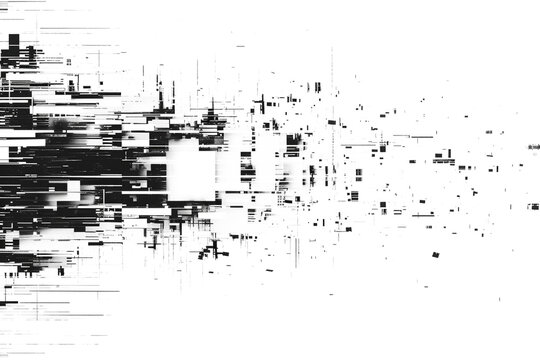Sleek Minimal Black Glitch: Video graphics overlay with a transparent background, featuring subtle glitch effects for a sleek and modern look