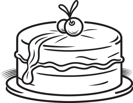 Elegant Black Cake Illustration in VectorVectorized Black Cake Image Graphic Delight