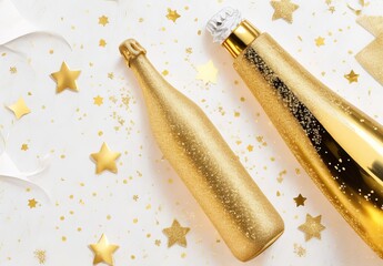 Celebration background with golden champagne