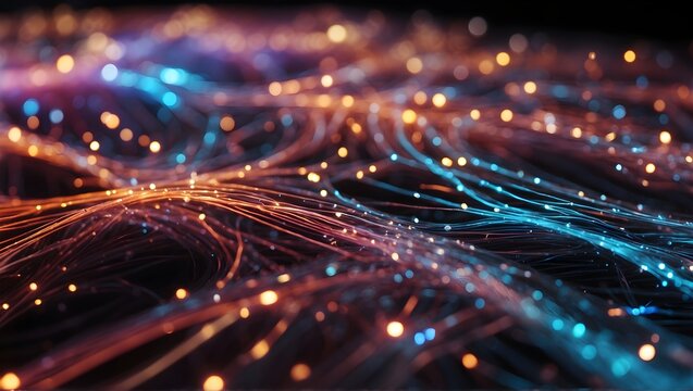 Optical fiber background with lights