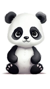 A cartoon panda sitting down with a white background.