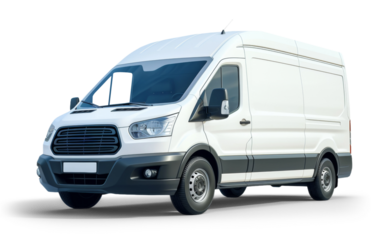 White delivery van isolated from white or transparent background