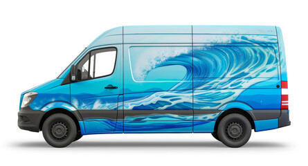 Surfer cargo van on white or transparent background