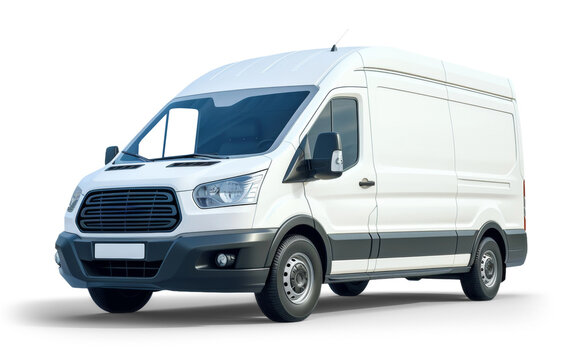 White delivery van isolated from white or transparent background
